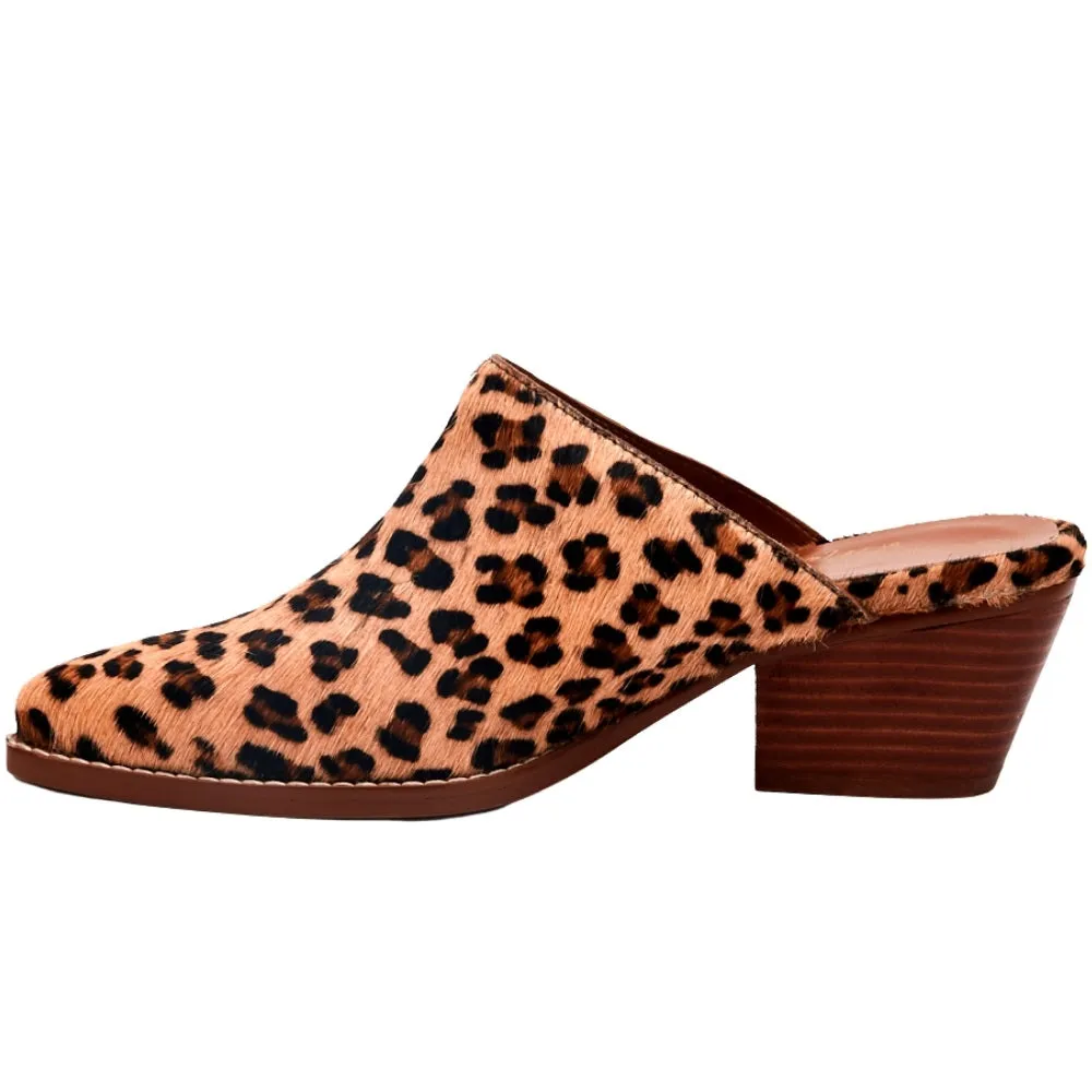Camelot Leopard Print Slip On Mules