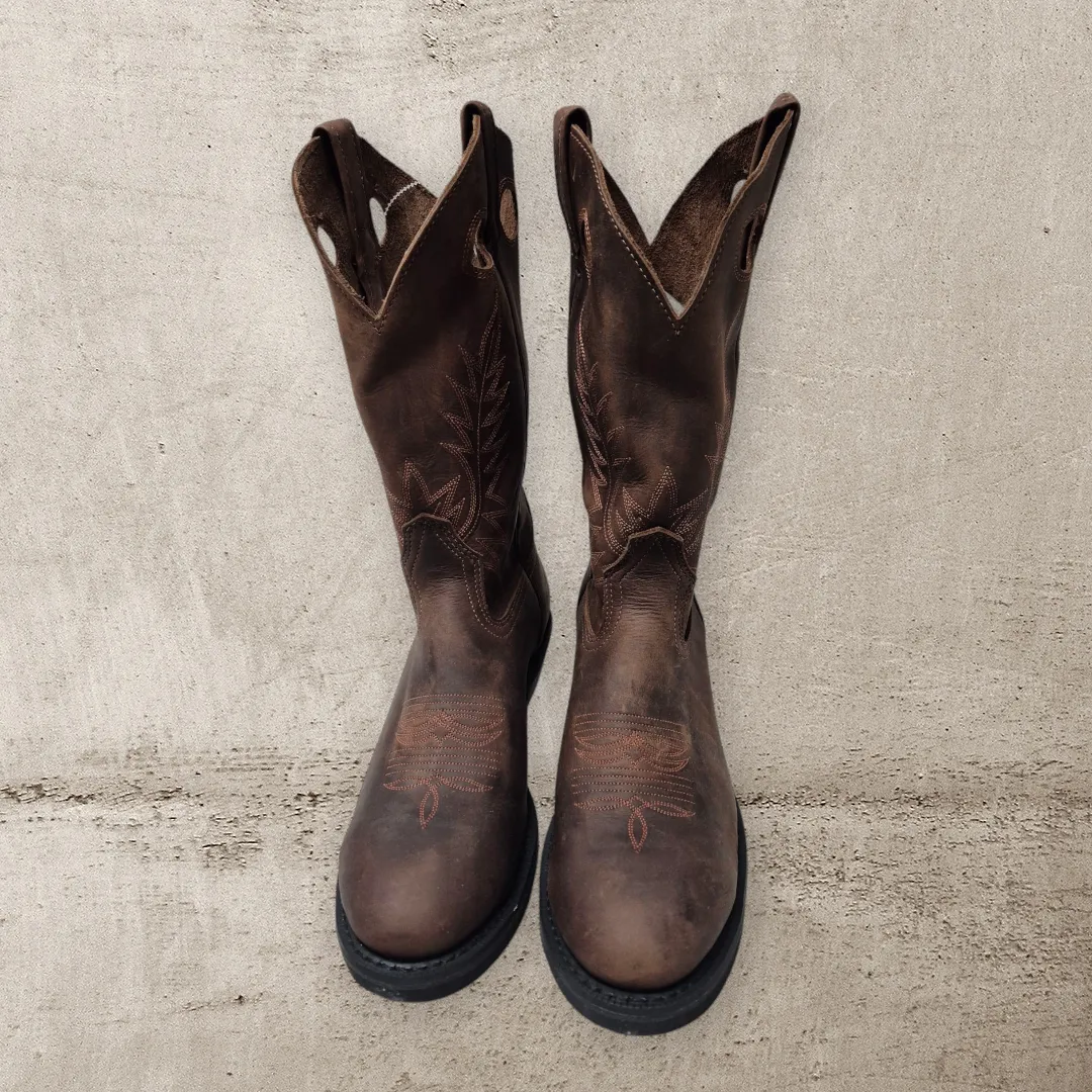 Canada West Boots Crazy Horse Cowboy Safety Boots-5291 - Dark Brown