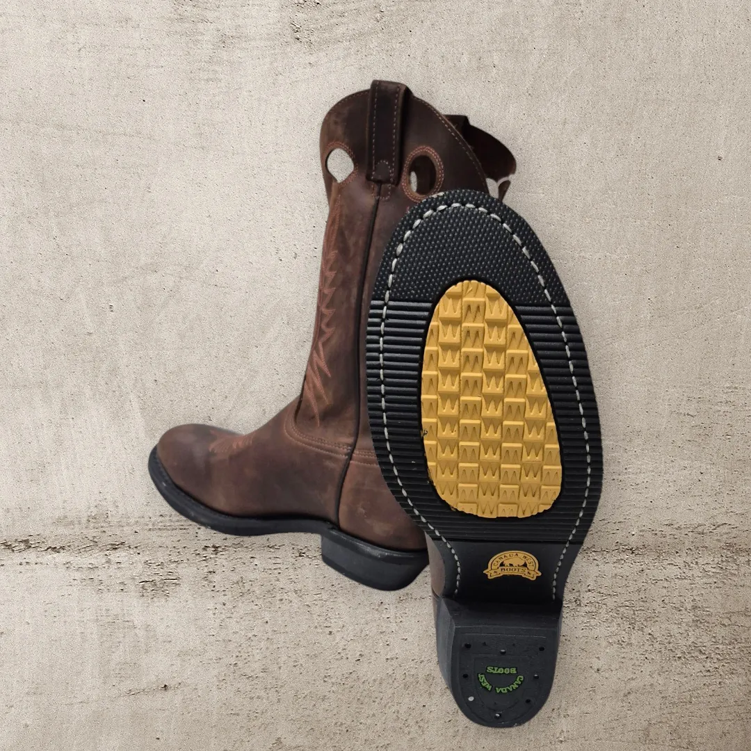 Canada West Boots Crazy Horse Cowboy Safety Boots-5291 - Dark Brown