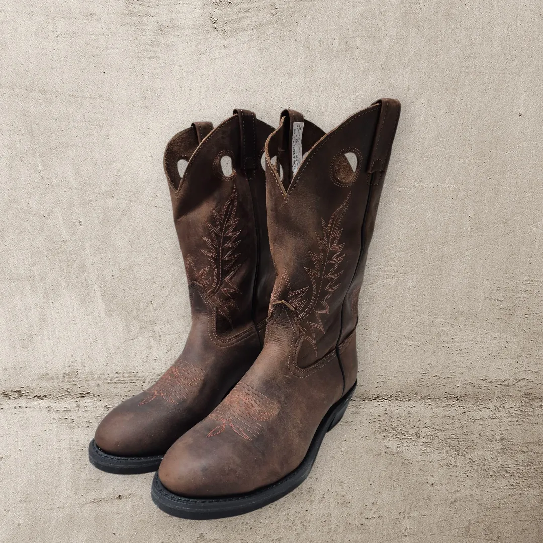 Canada West Boots Crazy Horse Cowboy Safety Boots-5291 - Dark Brown