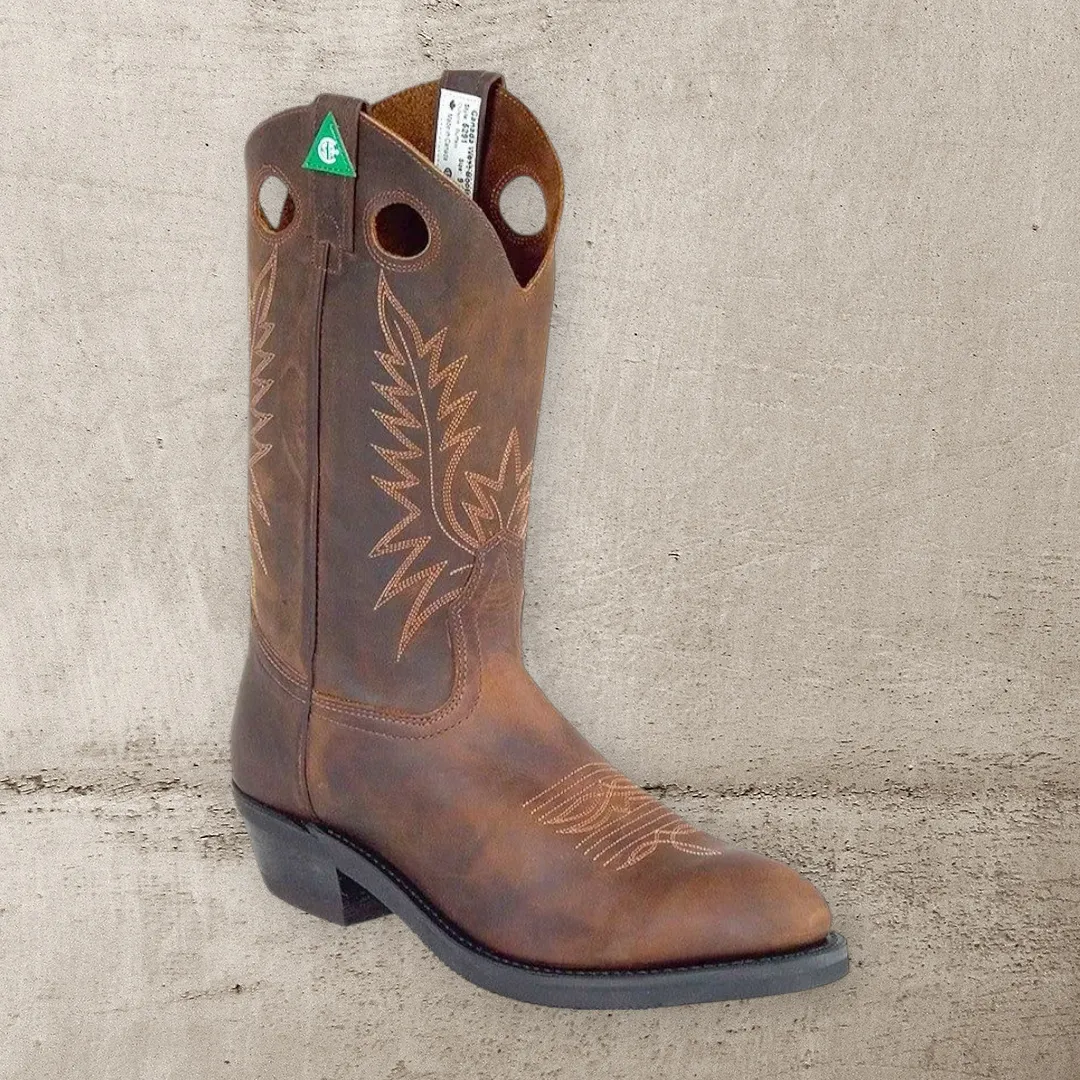 Canada West Boots Crazy Horse Cowboy Safety Boots-5291 - Dark Brown
