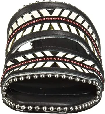 Cecelia New York Luna Black Alabaster Handcrafted Luxury Beads Strap Mule Shoes