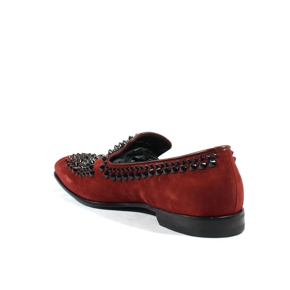 Cesare Paciotti Luxury Italian Men's Designer Shoes Kid Suede Melanzana Bordeaux Suede Loafers (CPM2501)