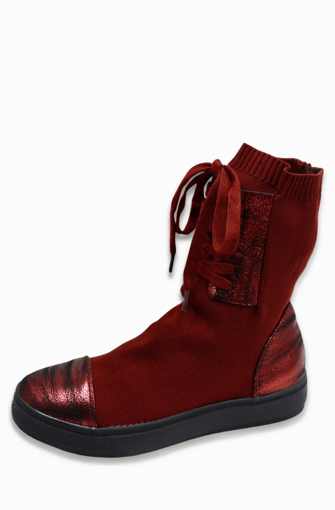 Chelsea Sock Boots For Women (Wine Red)