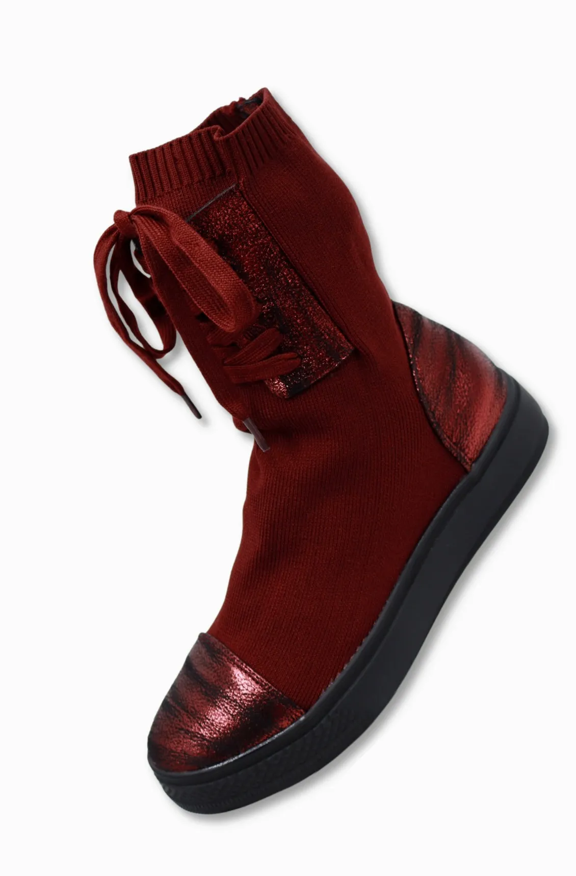 Chelsea Sock Boots For Women (Wine Red)