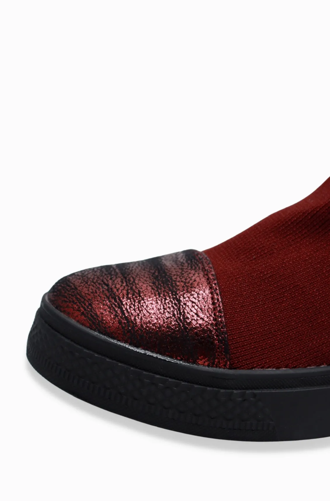 Chelsea Sock Boots For Women (Wine Red)