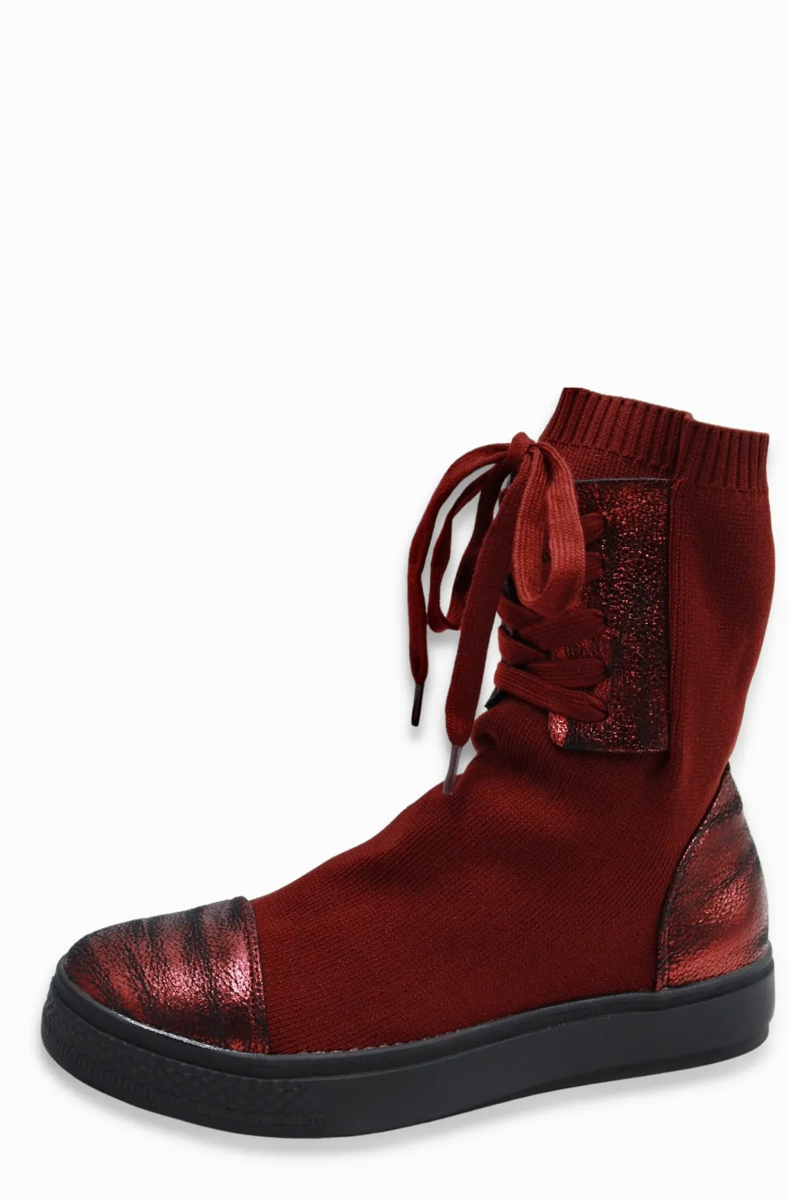 Chelsea Sock Boots For Women (Wine Red)