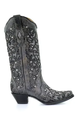 Corral Womens Glitter Inlay Cowboy Boots Leather Gray 8 M