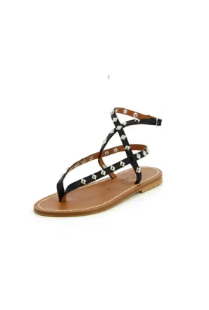 Delta Pyr Studded Leather Sandals / Black