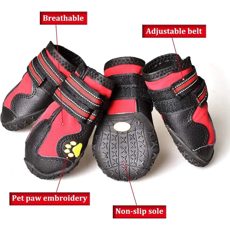 Dog Boots For Dogs Non-Slip, Waterproof Dog Booties For Outdoor, Dog Shoes For Medium To Large Dogs 4pcs With Rugged Sole