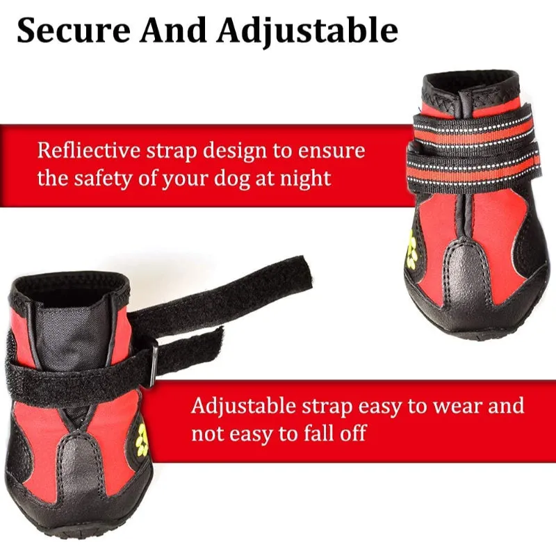 Dog Boots For Dogs Non-Slip, Waterproof Dog Booties For Outdoor, Dog Shoes For Medium To Large Dogs 4pcs With Rugged Sole