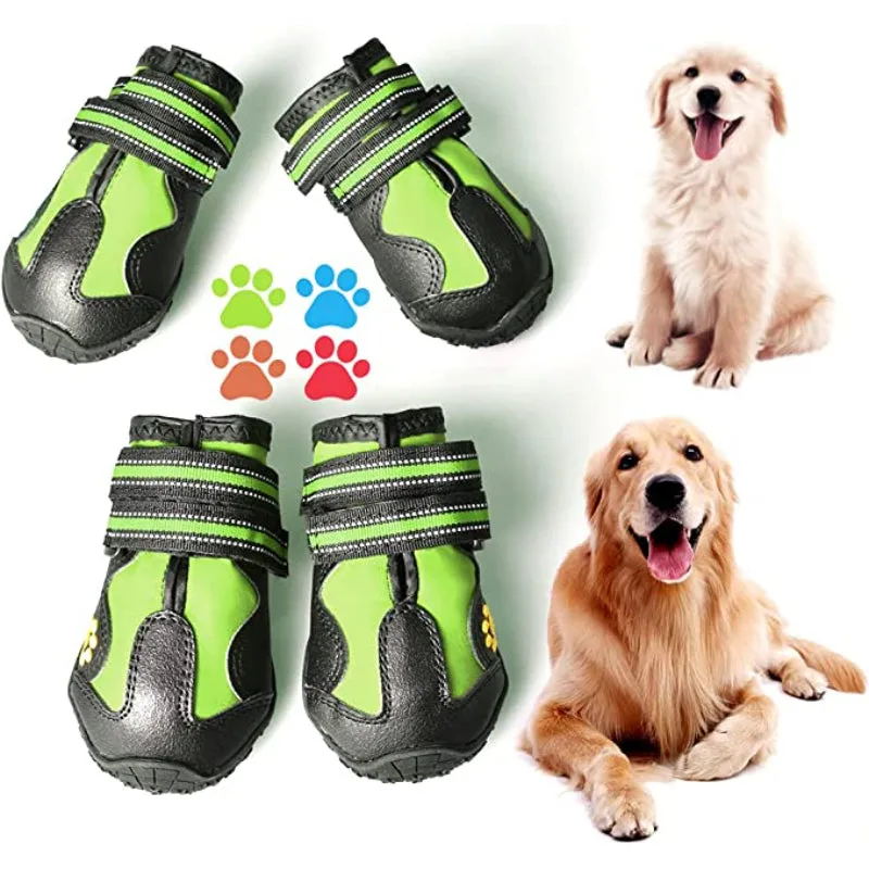 Dog Boots For Dogs Non-Slip, Waterproof Dog Booties For Outdoor, Dog Shoes For Medium To Large Dogs 4pcs With Rugged Sole