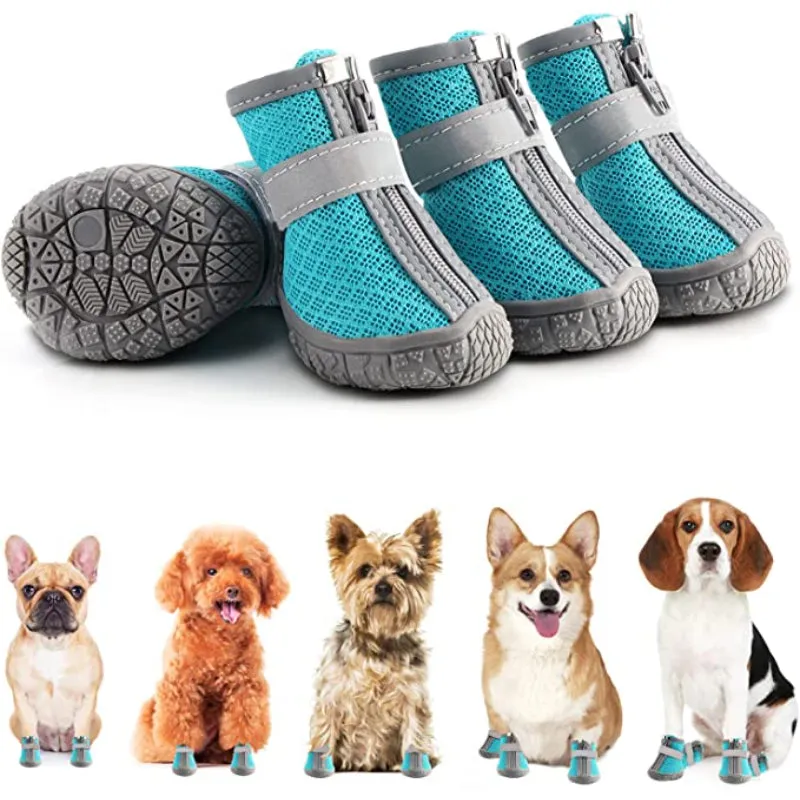 Dog Breathable Shoes For Paw Protector With Reflective Strips Rugged
