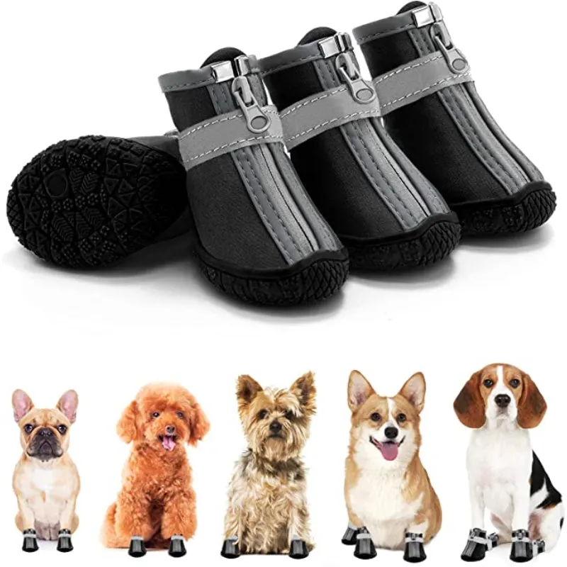 Dog Breathable Shoes For Paw Protector With Reflective Strips Rugged