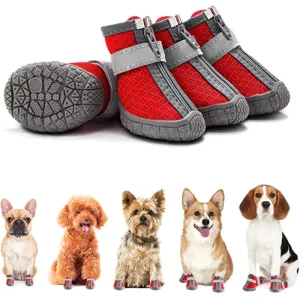 Dog Breathable Shoes For Paw Protector With Reflective Strips Rugged