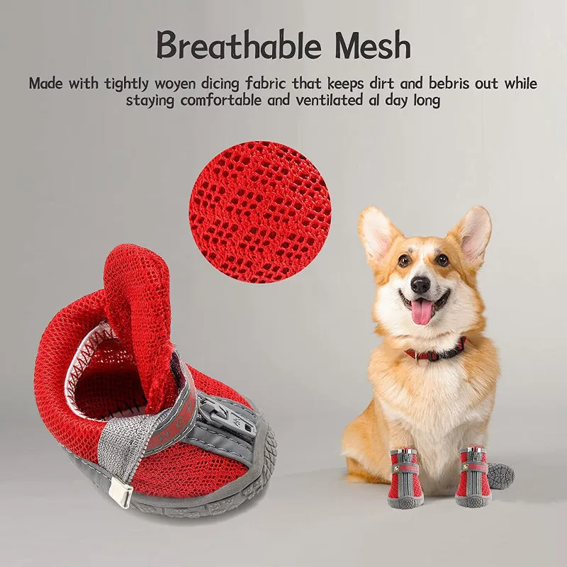 Dog Breathable Shoes For Paw Protector With Reflective Strips Rugged