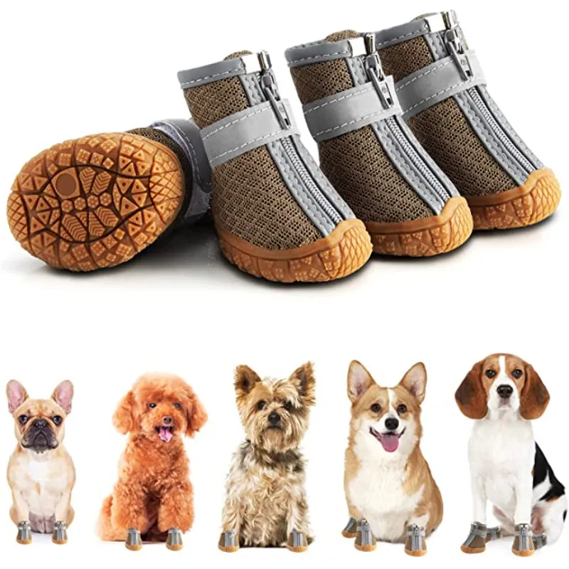 Dog Breathable Shoes For Paw Protector With Reflective Strips Rugged