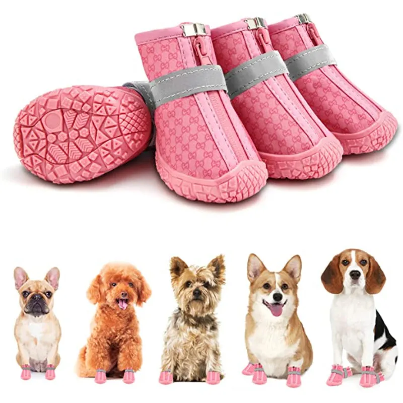 Dog Breathable Shoes For Paw Protector With Reflective Strips Rugged