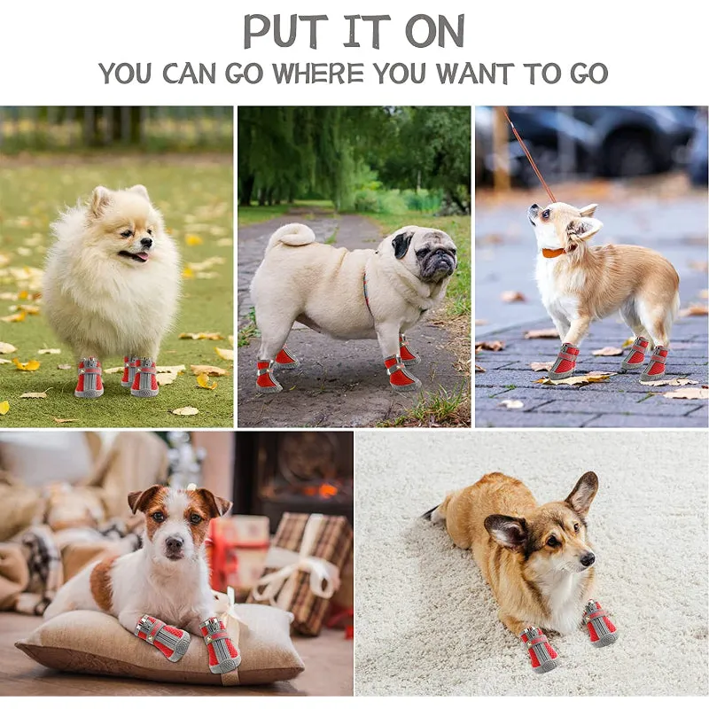 Dog Breathable Shoes For Paw Protector With Reflective Strips Rugged