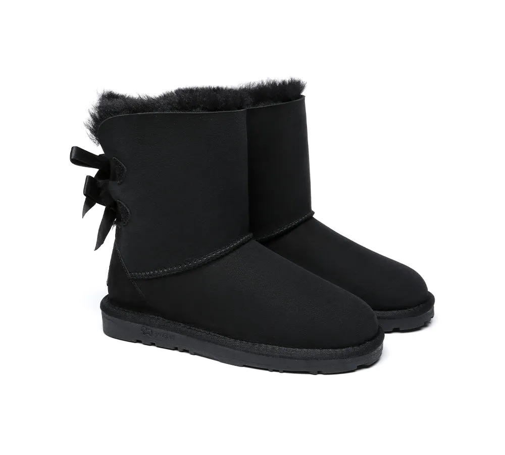 EVERAU® Double Baily Short Back Bow Sheepskin Women Boots