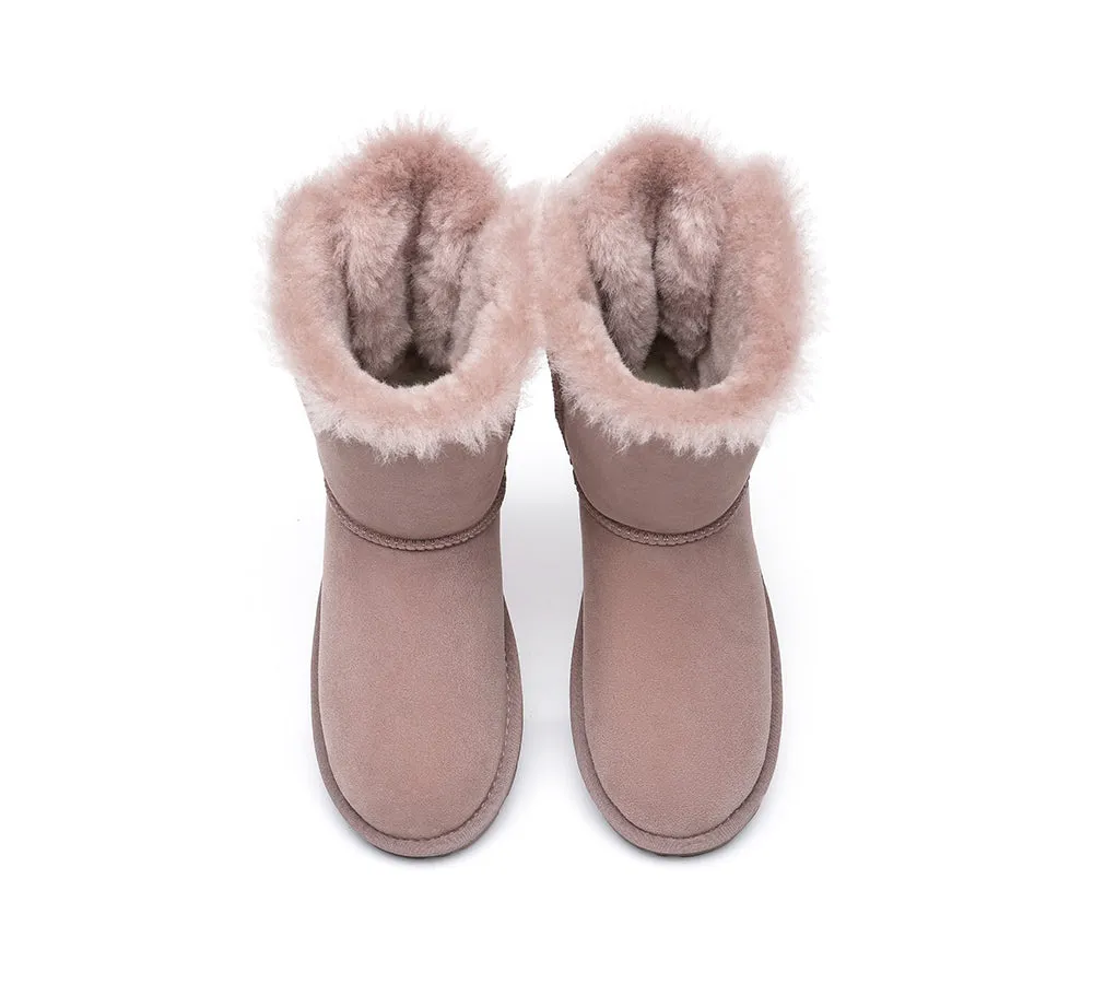 EVERAU® Double Baily Short Back Bow Sheepskin Women Boots