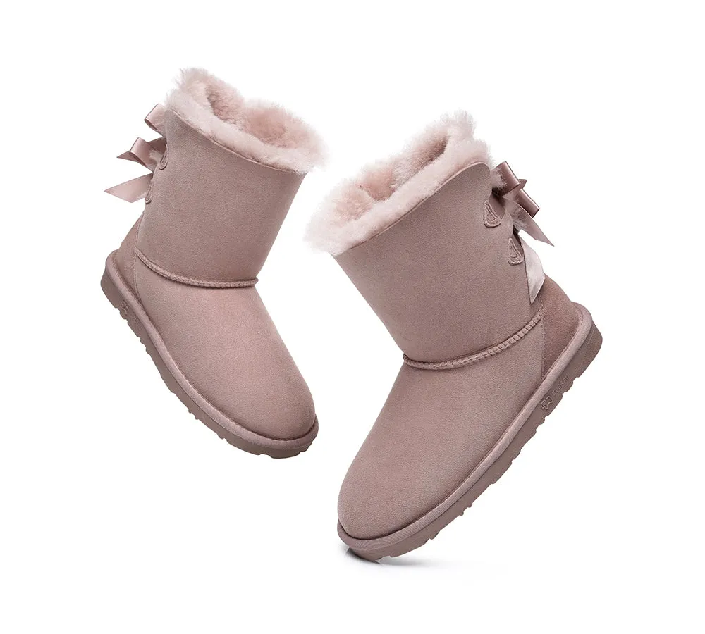 EVERAU® Double Baily Short Back Bow Sheepskin Women Boots