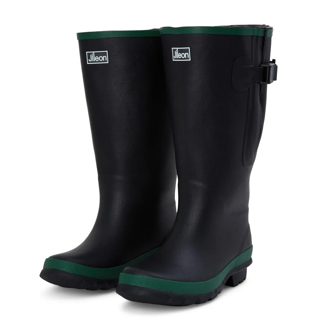 Extra Wide Calf Black Rain Boots - Fit 16 to 20 inch Calf - Wide in Foot and Ankle