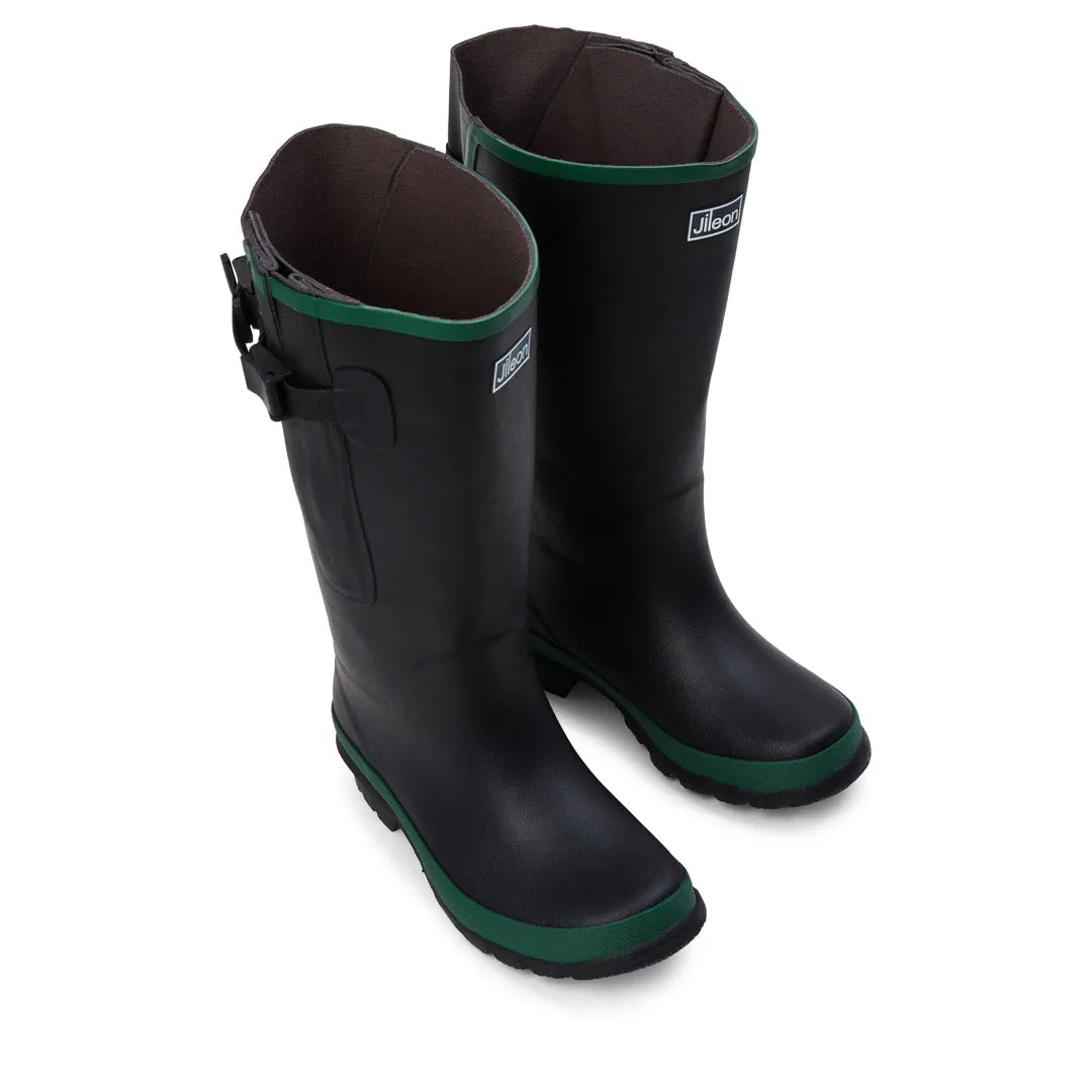 Extra Wide Calf Black Rain Boots - Fit 16 to 20 inch Calf - Wide in Foot and Ankle