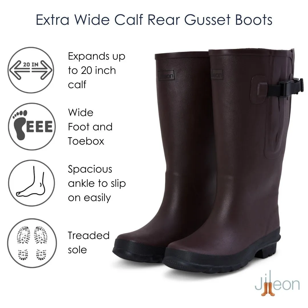 Extra Wide Calf Brown Rain Boots - Fit 16 to 20 inch Calf - Wide in Foot and Ankle