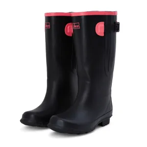 Extra Wide Calf Womens' Rain Boots - Black with Pink Trim - 16-23 Inch Calf - Wide in Foot & Ankle
