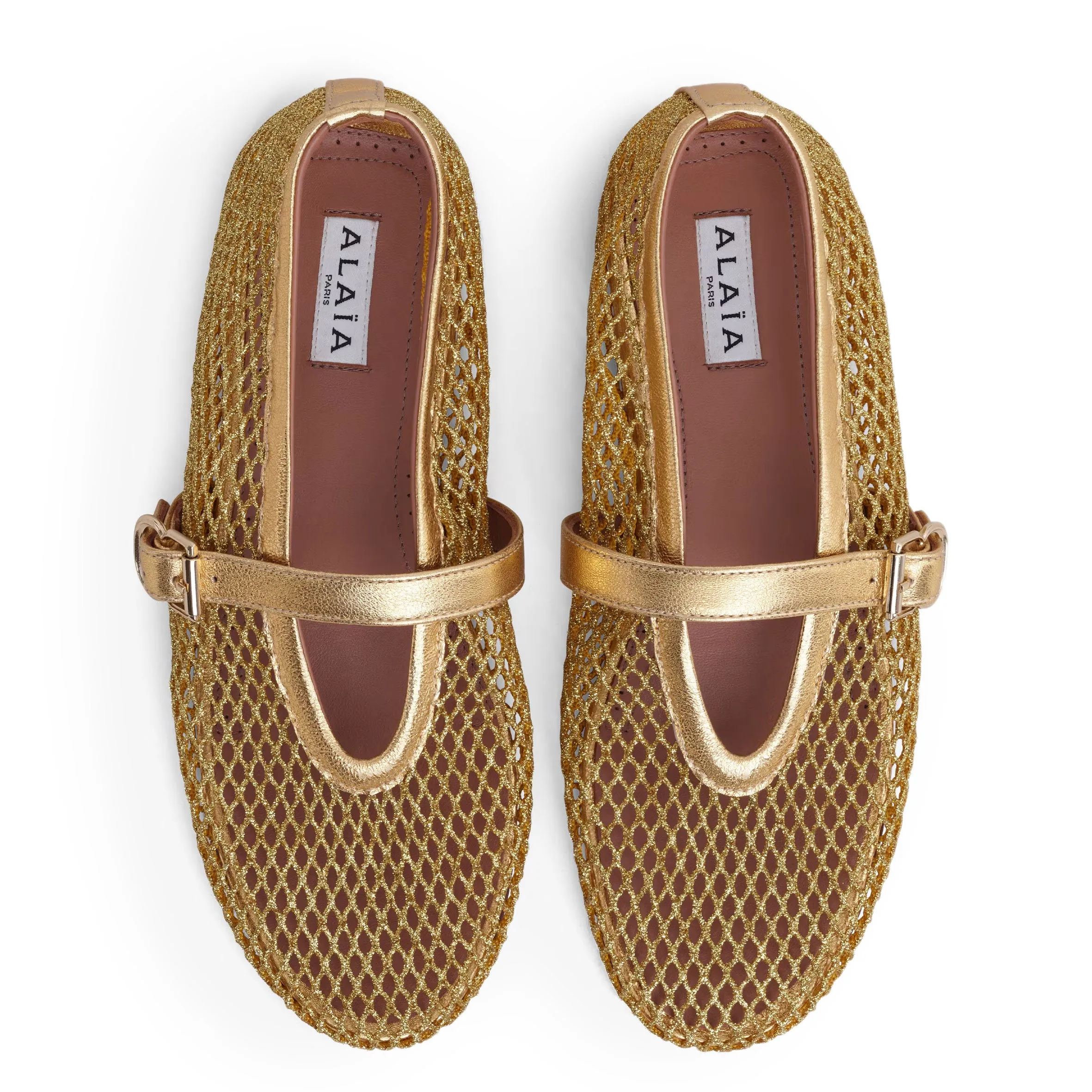 Fishnet Ballet Flats, Gold