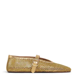 Fishnet Ballet Flats, Gold