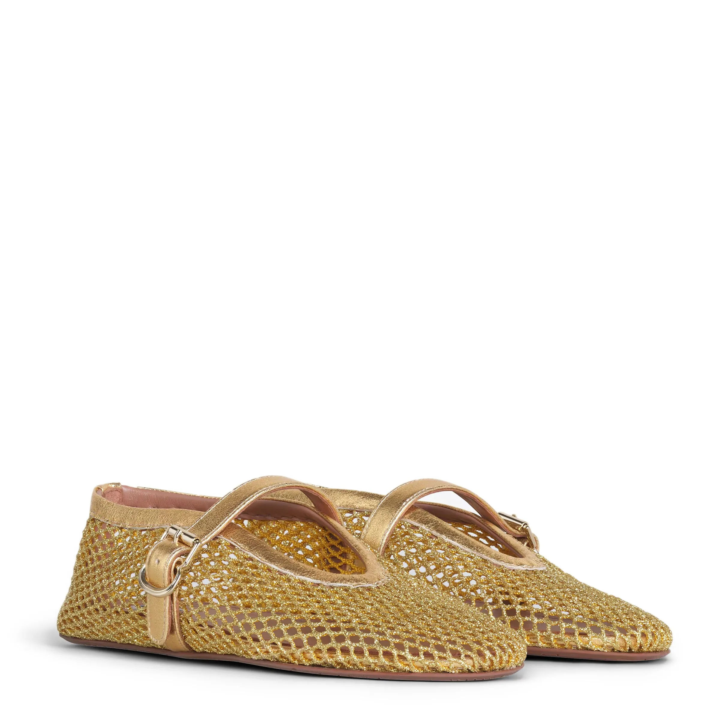 Fishnet Ballet Flats, Gold