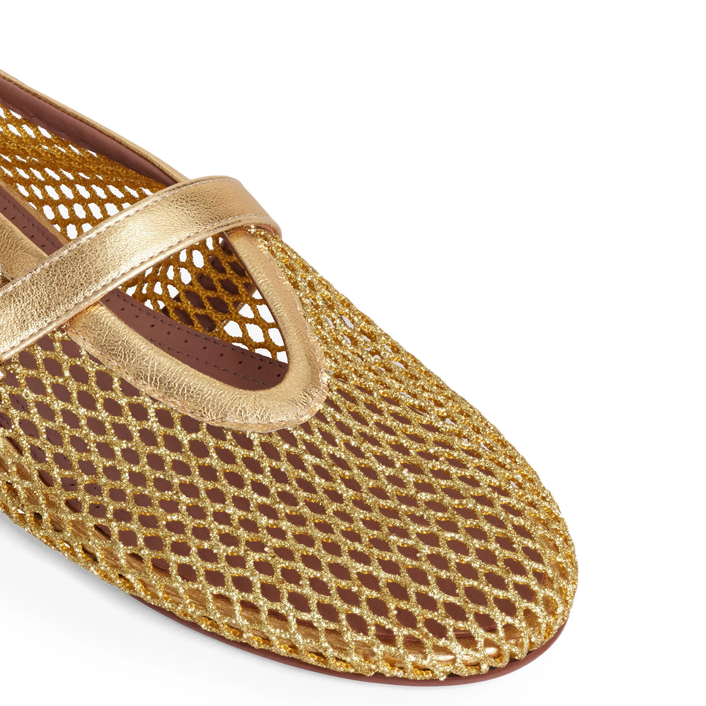 Fishnet Ballet Flats, Gold