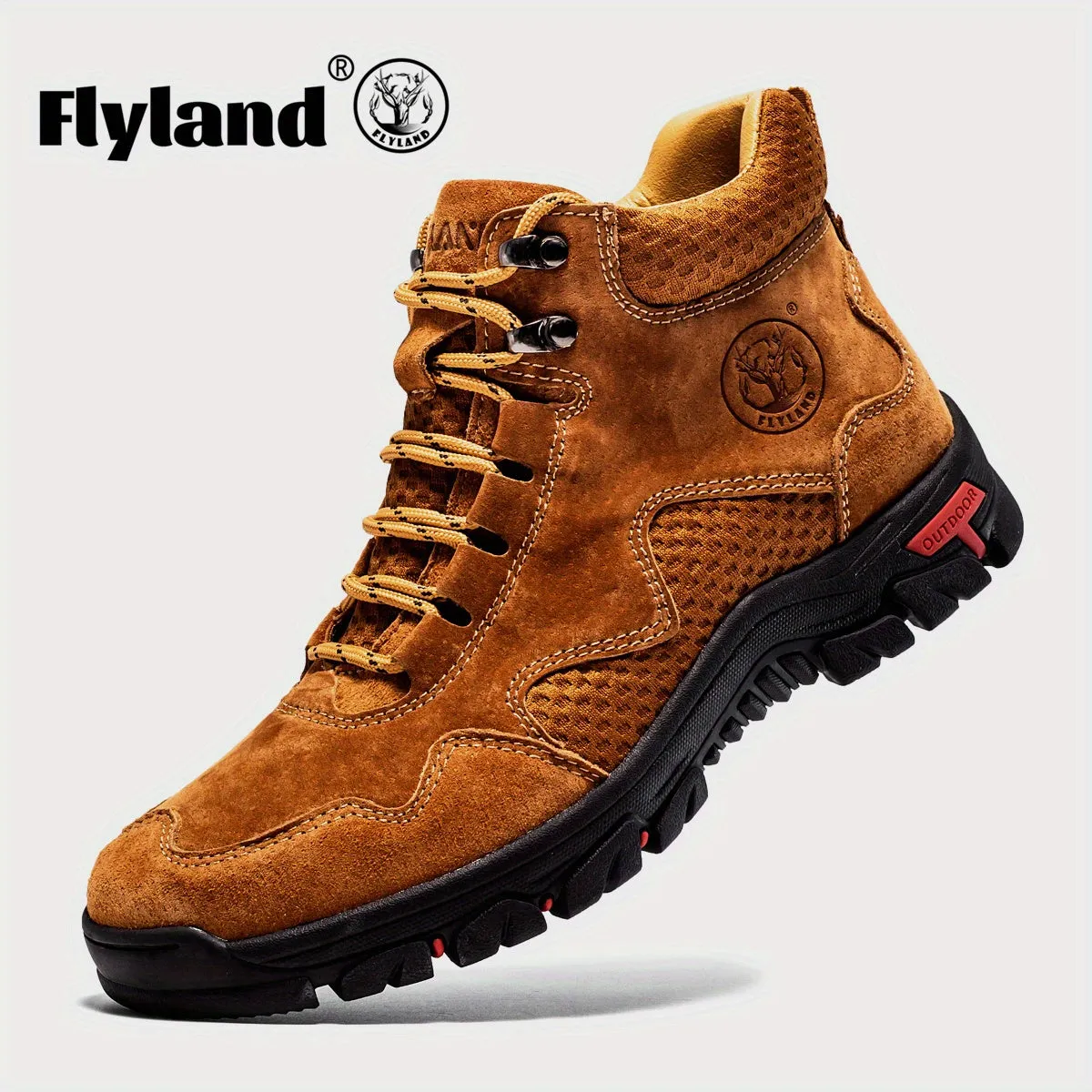 FLYLAND Mens Mid-Top Fashion Chukka Boots - Breathable, Water-Resistant, Lace-Up, Microfiber Synthetic Leather Upper, PU Insole, Rubber Sole, Round Toe, Classic Casual Style for Daily, Camping, Vacation, and Office Wear