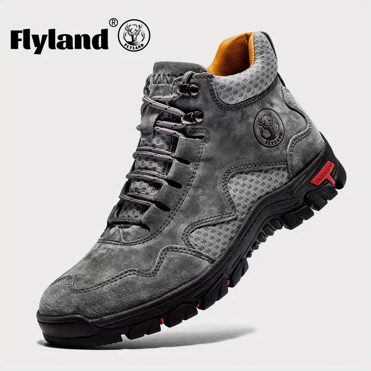 FLYLAND Mens Mid-Top Fashion Chukka Boots - Breathable, Water-Resistant, Lace-Up, Microfiber Synthetic Leather Upper, PU Insole, Rubber Sole, Round Toe, Classic Casual Style for Daily, Camping, Vacation, and Office Wear