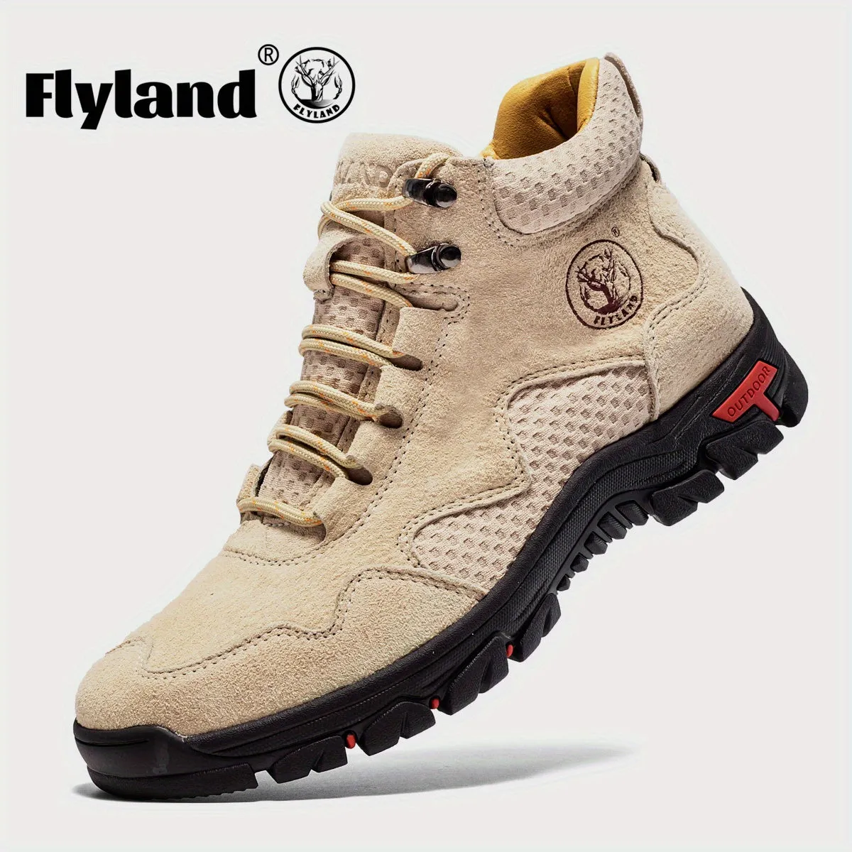 FLYLAND Mens Mid-Top Fashion Chukka Boots - Breathable, Water-Resistant, Lace-Up, Microfiber Synthetic Leather Upper, PU Insole, Rubber Sole, Round Toe, Classic Casual Style for Daily, Camping, Vacation, and Office Wear