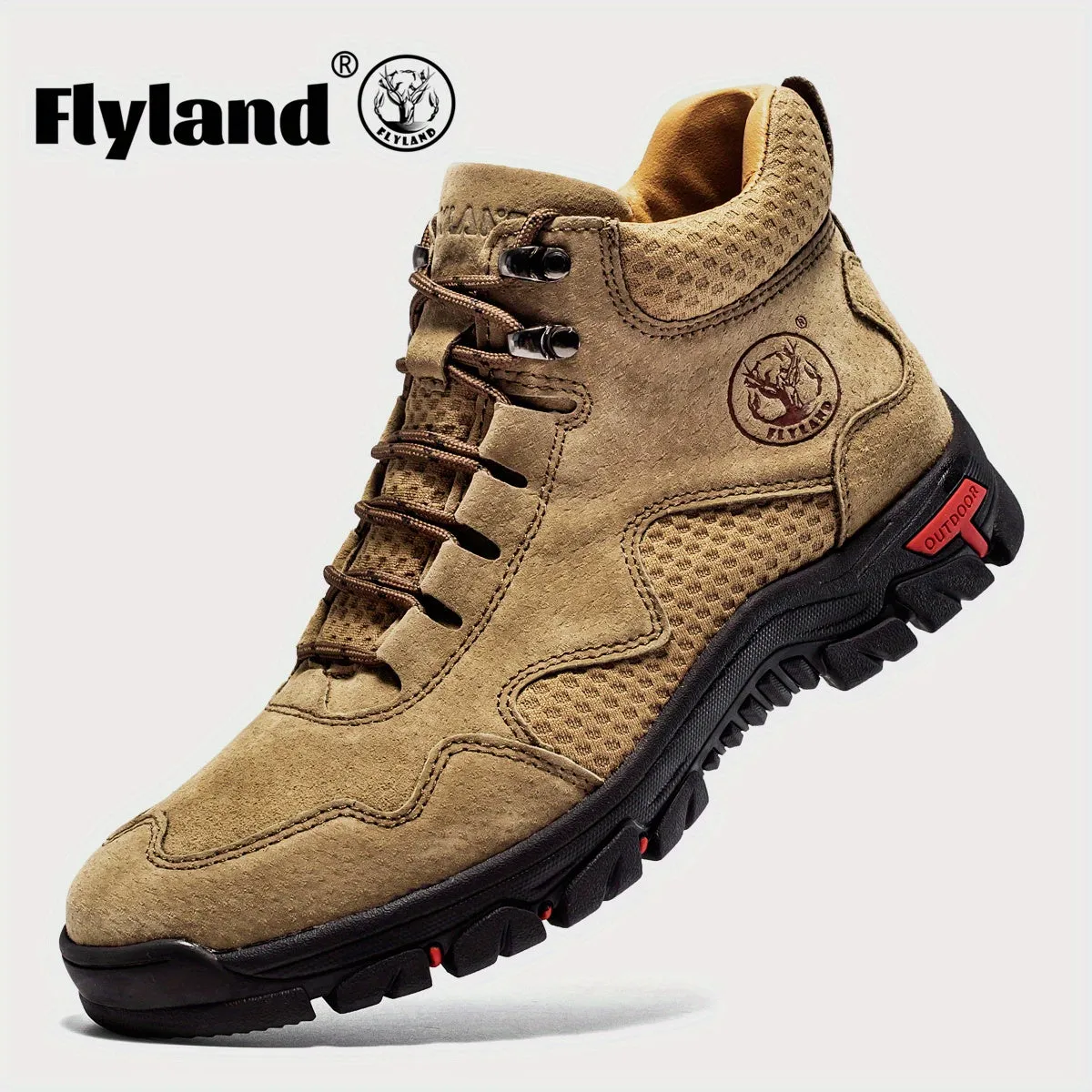 FLYLAND Mens Mid-Top Fashion Chukka Boots - Breathable, Water-Resistant, Lace-Up, Microfiber Synthetic Leather Upper, PU Insole, Rubber Sole, Round Toe, Classic Casual Style for Daily, Camping, Vacation, and Office Wear