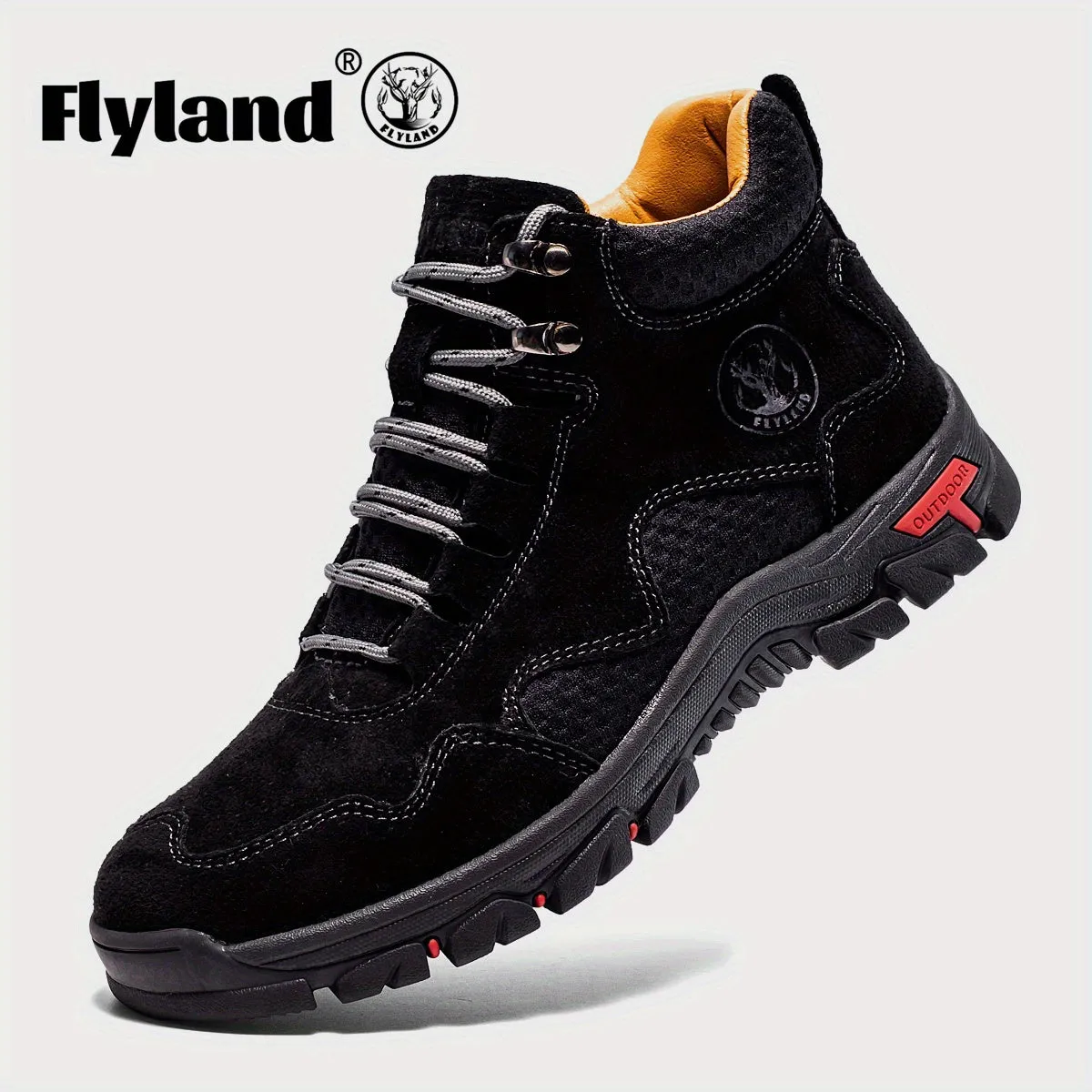 FLYLAND Mens Mid-Top Fashion Chukka Boots - Breathable, Water-Resistant, Lace-Up, Microfiber Synthetic Leather Upper, PU Insole, Rubber Sole, Round Toe, Classic Casual Style for Daily, Camping, Vacation, and Office Wear
