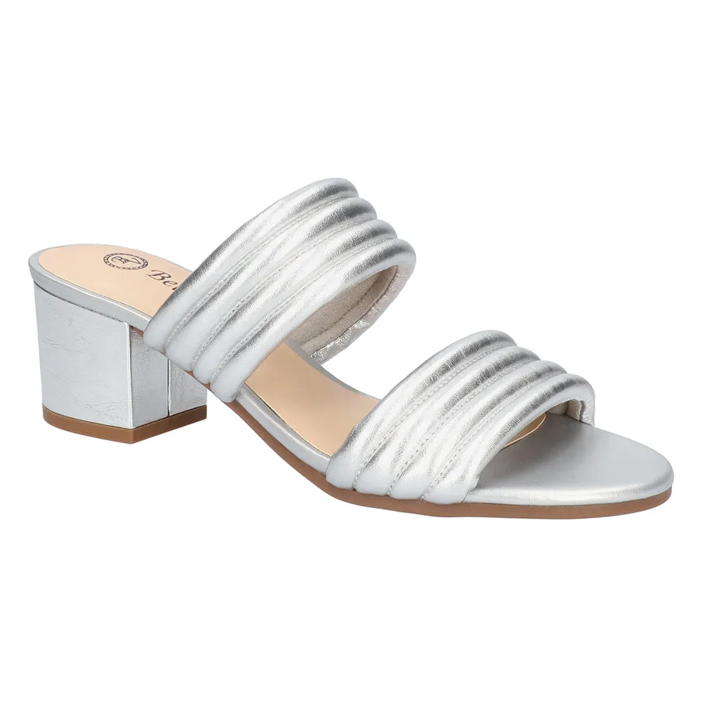 Georgette Metallic Block Heeled Sandals