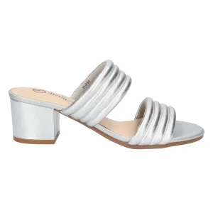 Georgette Metallic Block Heeled Sandals