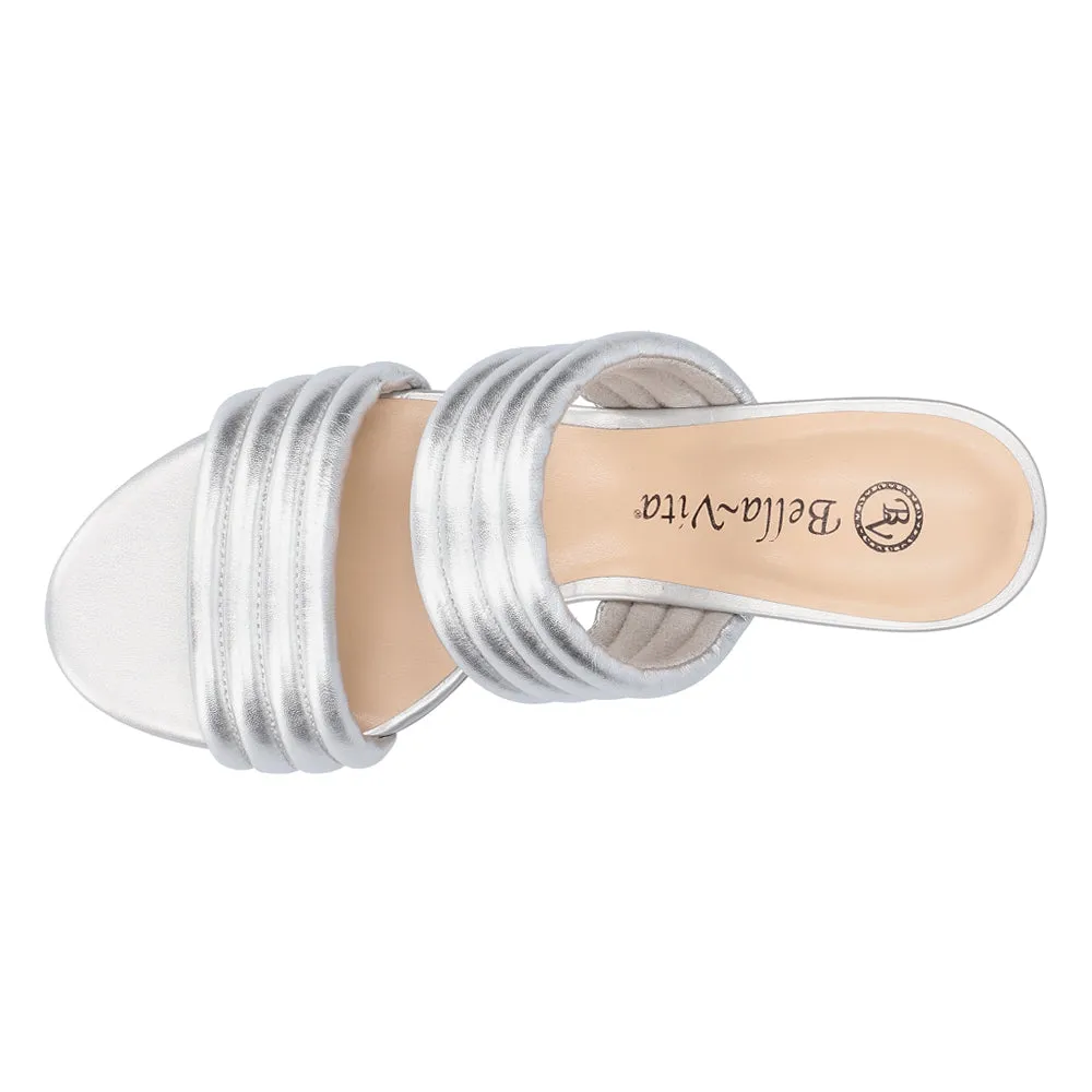 Georgette Metallic Block Heeled Sandals