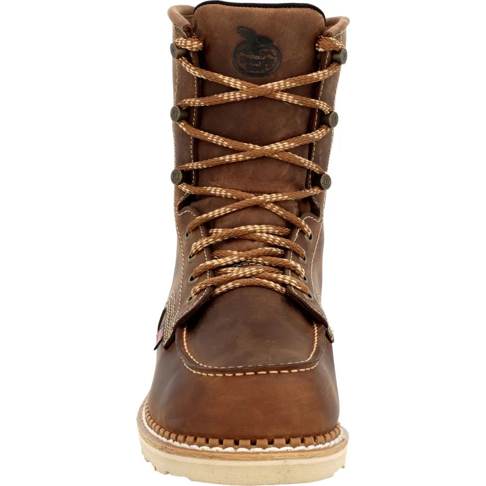 'Georgia Boot' Men's 8" Wedge Sole EH WP Soft Toe - Brown