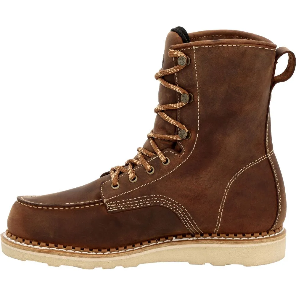 'Georgia Boot' Men's 8" Wedge Sole EH WP Soft Toe - Brown