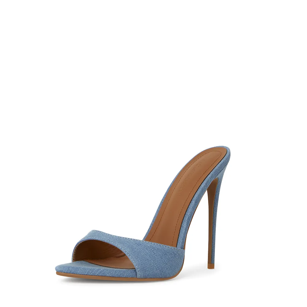 Gia Denim Vegan Mules 120 mm