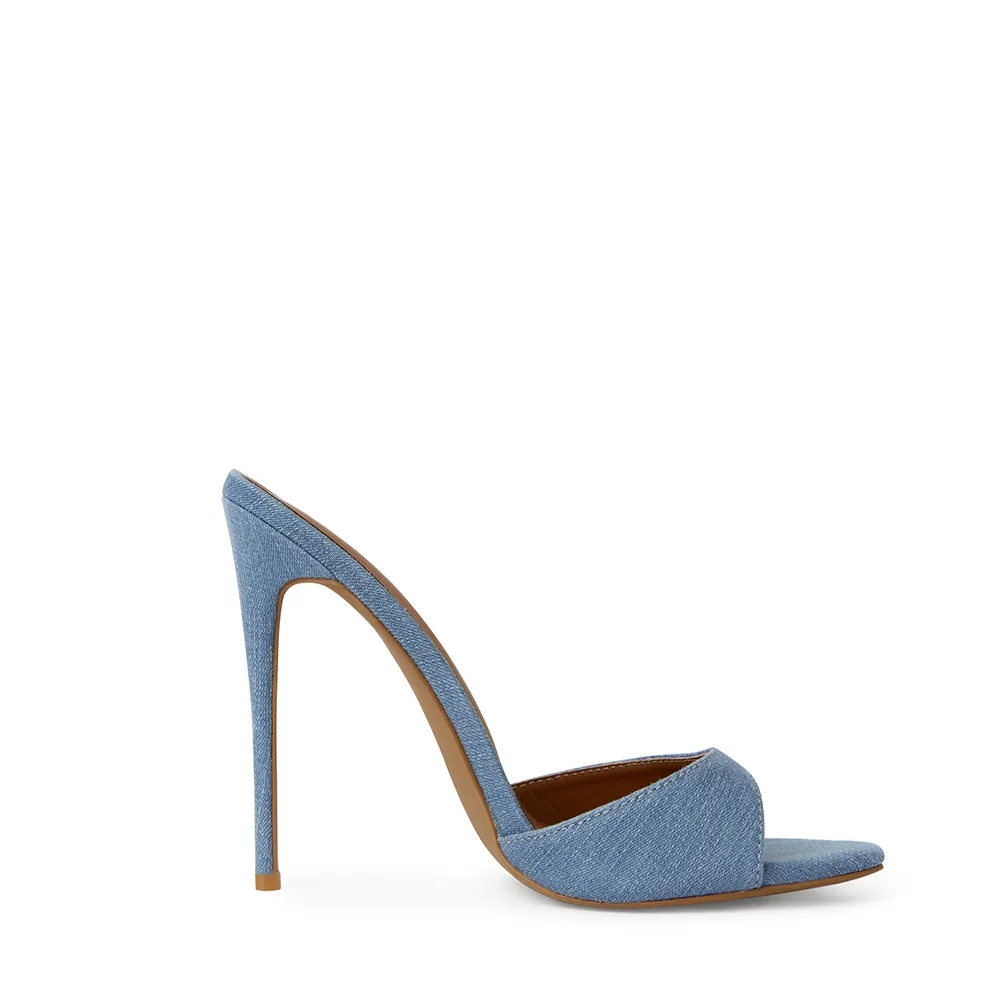 Gia Denim Vegan Mules 120 mm