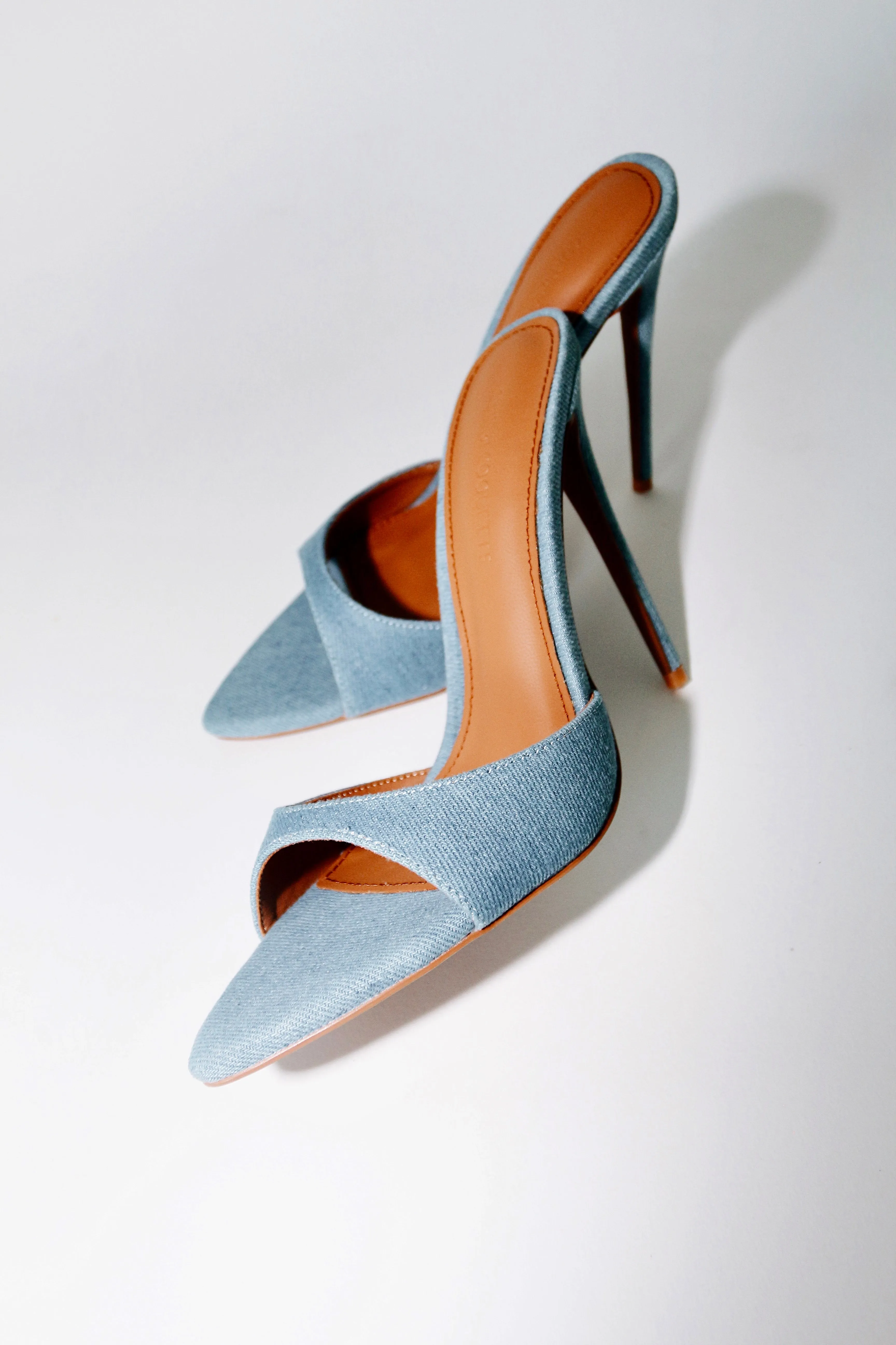 Gia Denim Vegan Mules 120 mm
