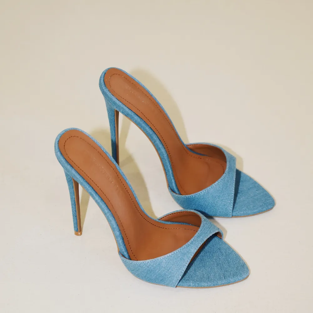 Gia Denim Vegan Mules 120 mm