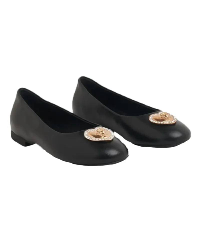 Girls Black Leather Ballerinas