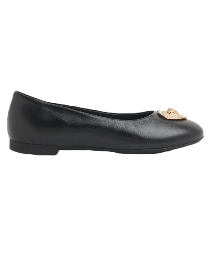 Girls Black Leather Ballerinas